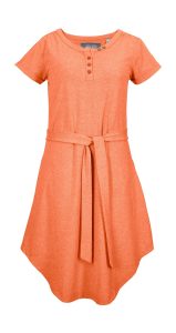 Sommerkleid “GS 30 WMN DRSS”, Damen, Gr. 36, Normalgrößen, apricot, Obermaterial: 65% Polyester, 30% Baumwolle, 5% Elasthan, G.I.G.A. DX BY KILLTEC, Kleider Sommerkleid, Weiches Sommerkleid mit Bindegürtel und asymetrischem Saum