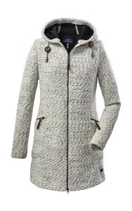 Fleecejacke “GW 444 WMN PRK”, Damen, Gr. 36, beige (naturweiß), Oberseite: 70% Polyester, 30% Baumwolle.Rückseite: 100% Polyester, G.I.G.A. DX BY KILLTEC, Jacken Fleecejacke, Wärmender Strickparka mit Kapuze, 2-Wege-Reißverschluss, Taschen