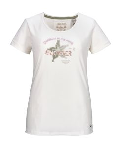T-Shirt “GS 24 WMN TSHRT”, Damen, Gr. 42, naturweiß, Obermaterial: 100% Baumwolle, G.I.G.A. DX BY KILLTEC, Rundhals, Shirts T-Shirt, 100% Baumwolle, Carbon Finish, gesticktes Motiv, lässiger Look