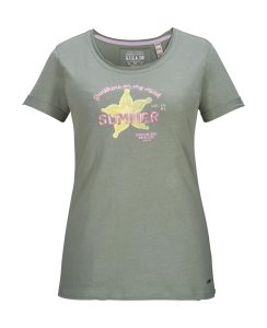 T-Shirt “GS 24 WMN TSHRT”, Damen, Gr. 36, dunkelgrün, Obermaterial: 100% Baumwolle, G.I.G.A. DX BY KILLTEC, Rundhals, Shirts T-Shirt, 100% Baumwolle, Carbon Finish, gesticktes Motiv, lässiger Look