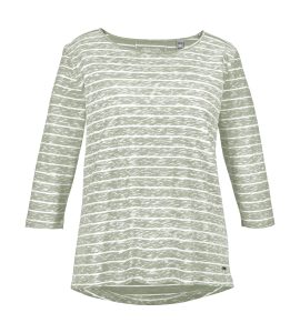 T-Shirt “GS 26 WMN TSHRT”, Damen, Gr. 36, grün (dunkelgrün), Obermaterial: 100% Baumwolle, G.I.G.A. DX BY KILLTEC, Rundhals, Shirts T-Shirt, Gestreiftes 3/4-Arm T-Shirt, 100% Baumwolle, Carbon Finish