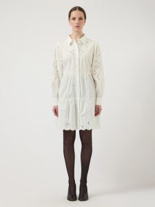 Blusenkleid Y.A.S “YASZIMIA LS SHIRT DRESS S. NOOS”, Damen, Gr. 38, N-Gr, star weiß, Web, Obermaterial: 100% Baumwolle, unifarben, loose fit kniefrei, Kleider Blusenkleid, Sommerkleid, loose fit, Baumwolle