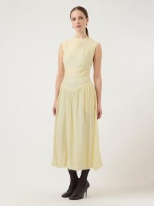 Sommerkleid Y.A.S “YASKRISSI SL BUBBLE HEM LONG DRESS NOOS”, Damen, Gr. 38, N-Gr, anise flower, Web, Obermaterial: 66% Polyester, 34% Lyocell, unifarben, Midi, Rundhals, Kleider Sommerkleid