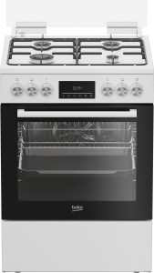 BEKO Gas-Standherd “FBM62320WDSL”, Energieeffizienz: A (A+++-D), weiß, Herdsets, Multifunktionsdisplay – Übersichtliche Information auf einen Blick