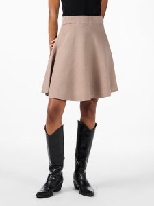 Minirock Y.A.S “YASFONNY HW KNIT SKIRT S. NOOS”, Damen, Gr. XL (42), braun (fungi), Strick, Obermaterial: 72% Viskose, 28% Polyester, unifarben, regular fit kurz, Röcke Minirock