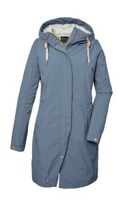 Softshellparka “GS 16 WMN SFTSHLL PRK”, Damen, Gr. 36, blau (graublau), Oberstoff: Oberseite: 100% Polyester (recycelt), Rückseite: 100% Polyester, Futter: 100% Polyester, G.I.G.A. DX BY KILLTEC, Jacken, Wasserdichter, atmungsaktiver Parka aus recycelten Materialien