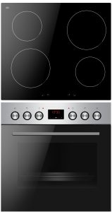 AMICA Induktions Herd-Set “EHI 935 333 E”, Energieeffizienz: A (A+++-D), edelstahl, Herdsets, Alles im Griff: Timer, klare Sicht, schnell sauber