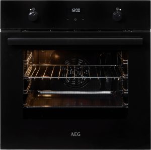 AEG Einbaubackofen “BEE43511AB”, Energieeffizienz: A (A+++-D), schwarz, B:59,4cm H:59cm T:56cm, Backöfen, Heißluft: Gleichmäßiges Garen auf 3 Ebenen: ideal für Mehrblech‑Backen, Einbaubackofen