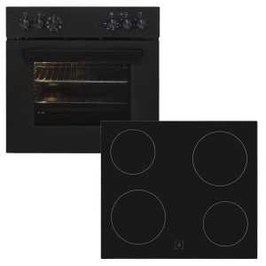 EXQUISIT Elektro-Herd-Set “EHE367-U-120 mattschwarz-Set”, Energieeffizienz: A (A+++-D), mattschwarz, Herdsets, Modern, trendiges Mattschwarz,Umluft ideal für mehrere Plätzchenbleche