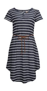 Sommerkleid “GS 31 WMN DRSS”, Damen, Gr. 36, Normalgrößen, dunkelblau, Obermaterial: 100% Baumwolle, G.I.G.A. DX BY KILLTEC, Kleider Sommerkleid, Gestreiftes Baumwollkleid mit Bindegürtel und Zierknöpfen