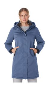 Parka “GW 93 WMN PRK”, Damen, Gr. 36, stahlblau, Obermaterial: 100% Polyester.Futter: 100% Polyester.Füllung: 100% Polyester, G.I.G.A. DX BY KILLTEC, Jacken Parka, wasserdicht, atmungsaktiv, 2-Wege-Reißverschluss