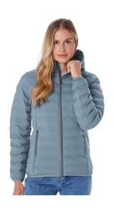 Steppjacke “Damen Steppjacke OOGW 1”, Damen, Gr. 36, blau (graublau), Oberseite: 100% Polyester.Rückseite: 100% Polyester.Füllung: 100% Polyester, G.I.G.A. DX BY KILLTEC, Jacken Steppjacke, Leichte Steppjacke, wasserabweisend, weitenregulierbare Kapuze