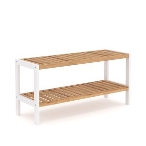 Schuhregal Bambus 2 Tablare 70 x 24 x 33 cm natur/weiss